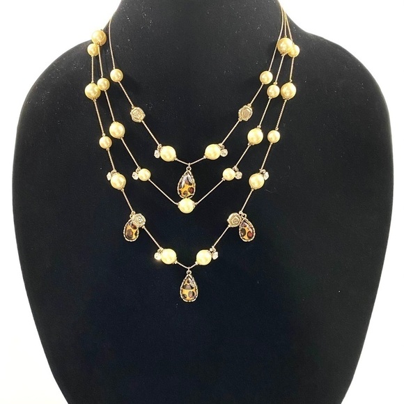Betsey Johnson Necklace Faux Pearls  Leopard Print - Picture 3 of 6